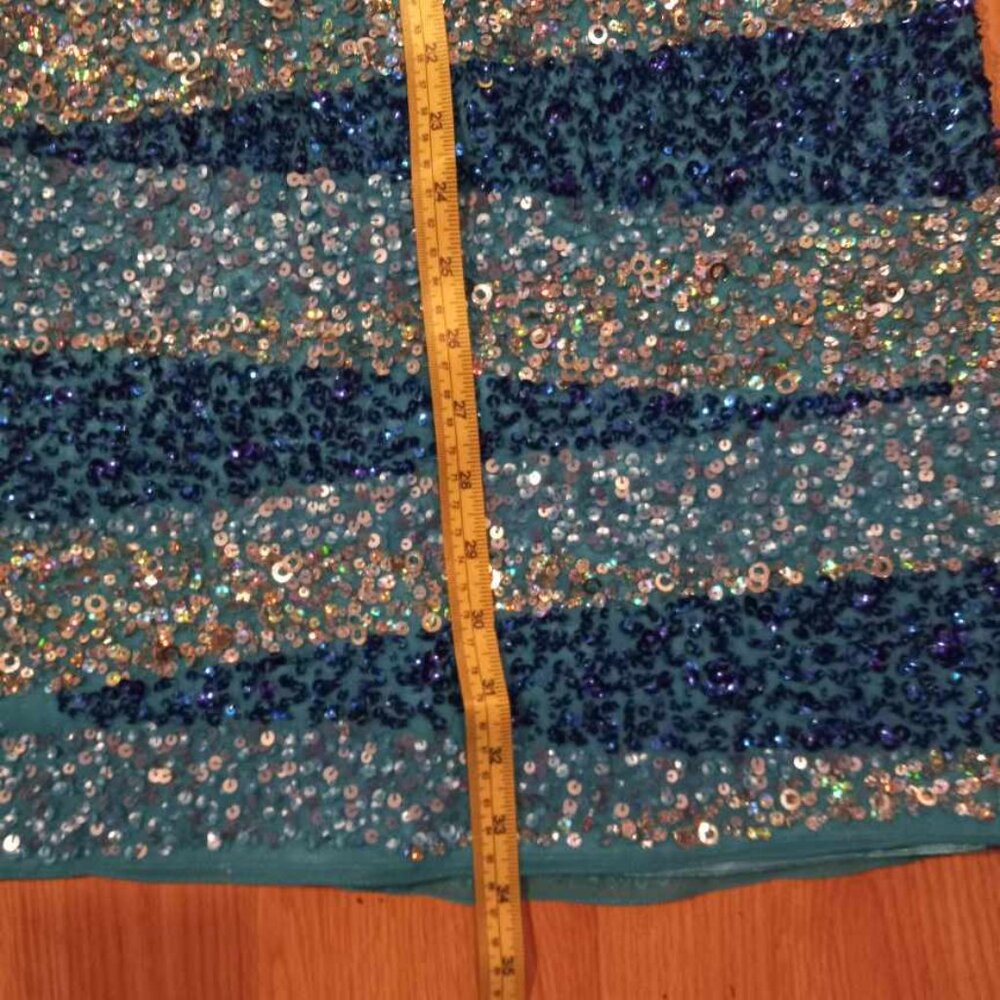 Adrianna Papell Blue Sequin Dress Size 4P - Picture 4 of 6